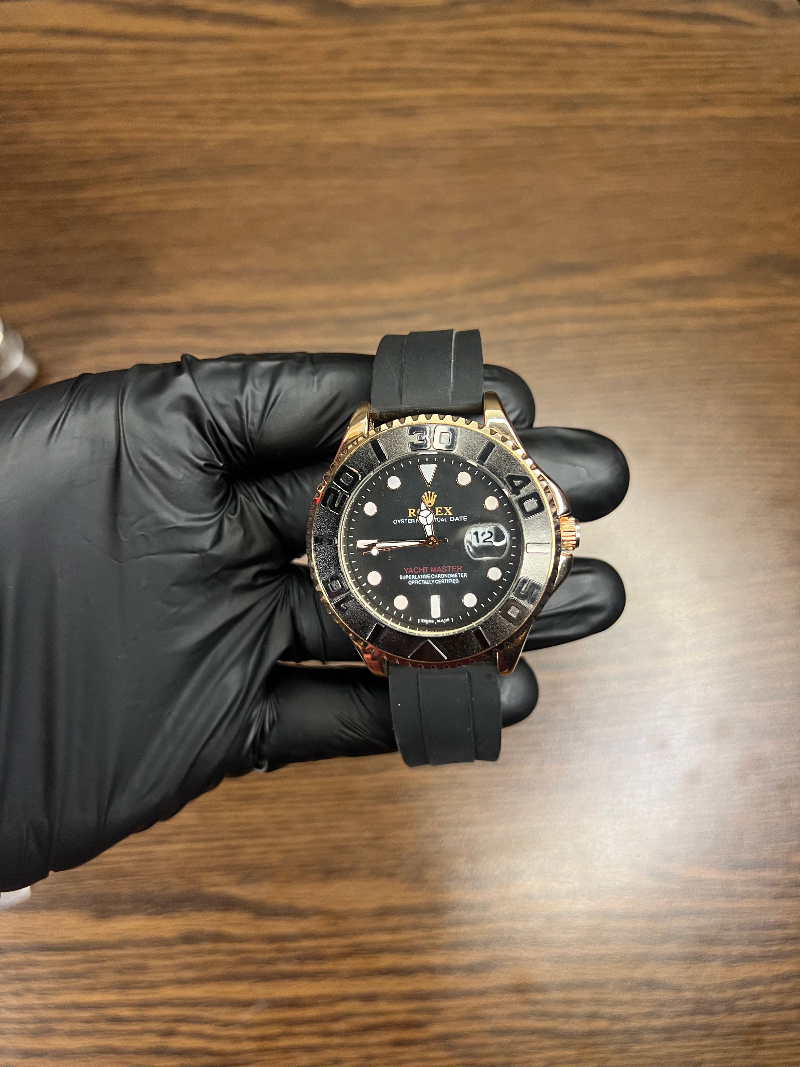 Rolex Datejust Two-Tone Stainless Steel & Yellow Gold and Black Watch