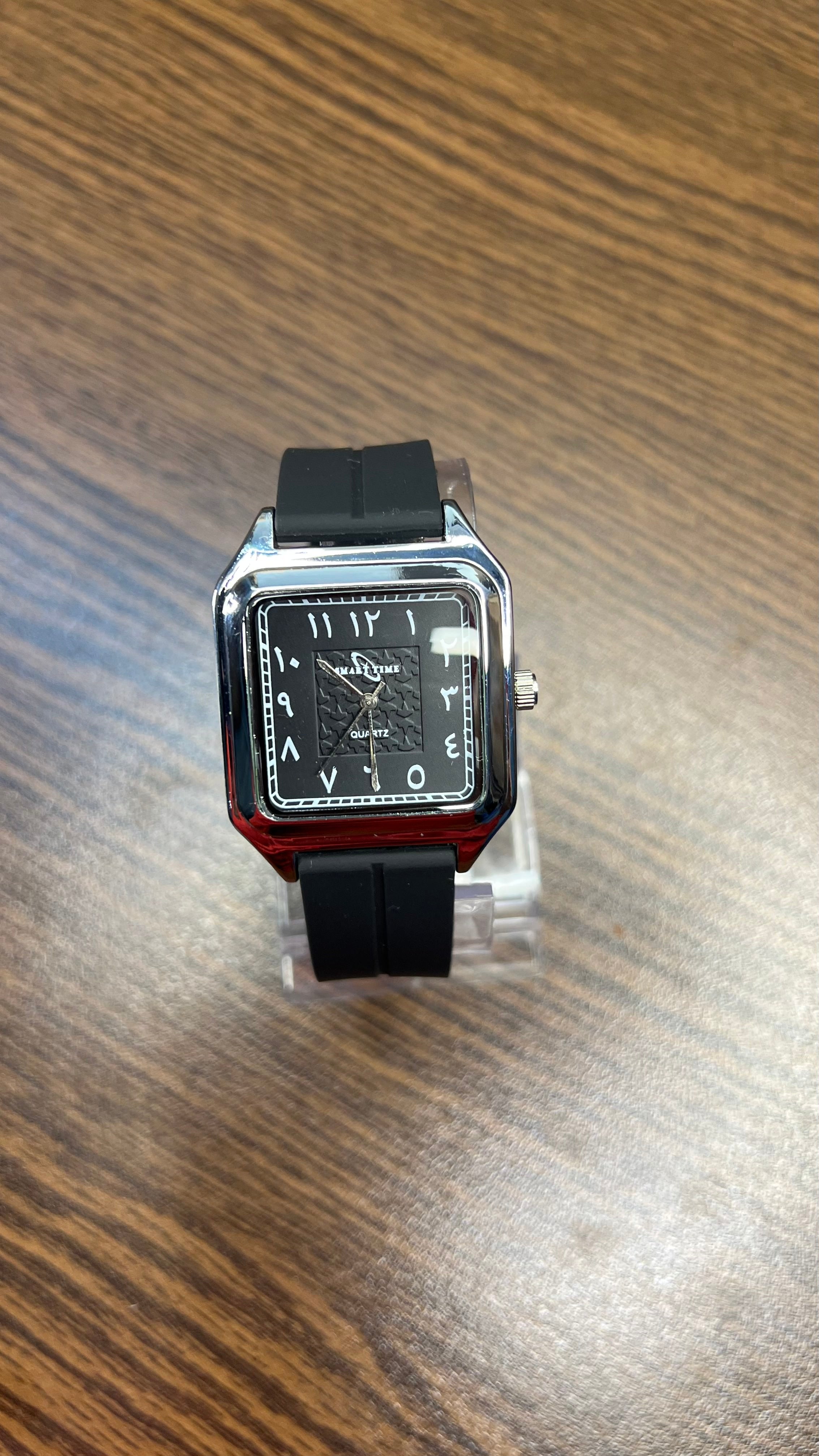 Elegant Square Arabic Numeral Quartz Watch with Black Silicone Strap
